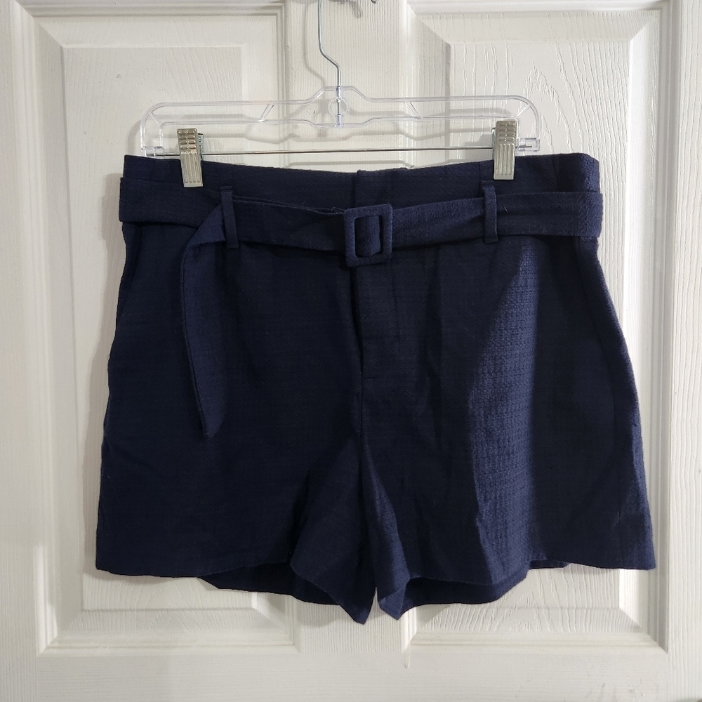 NWT Banana Republic factory 4" High waist short navy belted preppy women 10
